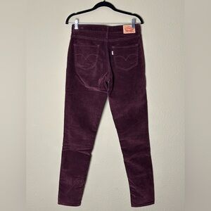 NWOT MAROON BURGUNDY LEVIS HIGH RISE SKINNY CORDUROY 28